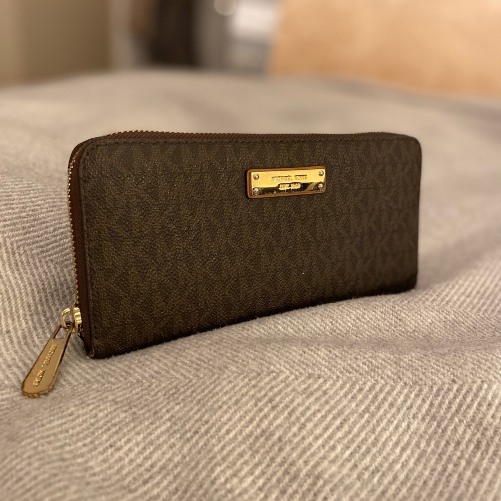 Michael Kors Jet Set Zip Around Wallet is Signature Canvas